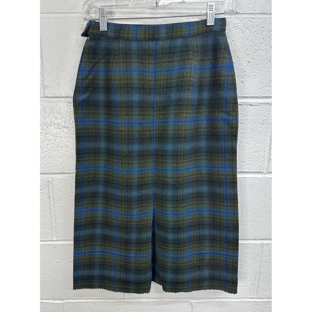 Vintage Pendleton 100% Wool Skirt Blue Green Tartan Plaid‎ / Women's Size 12